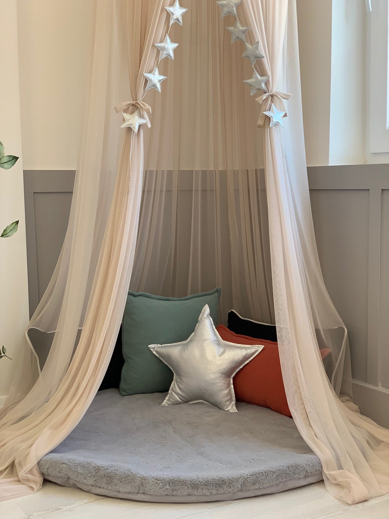 Basic Stone Beige Tulle Canopy Beige Crib Canopy Bohemian Etsy