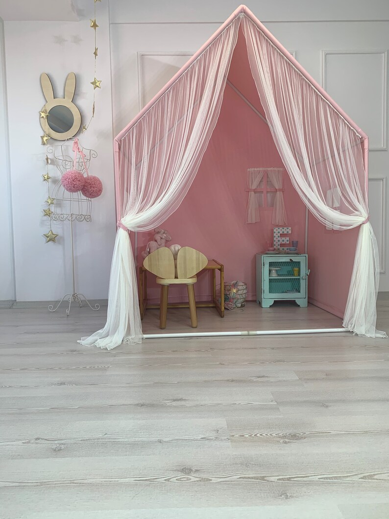 Buy Montessori House Bed Pink Canvas Teepee Playhouse Tent Online in India Etsy