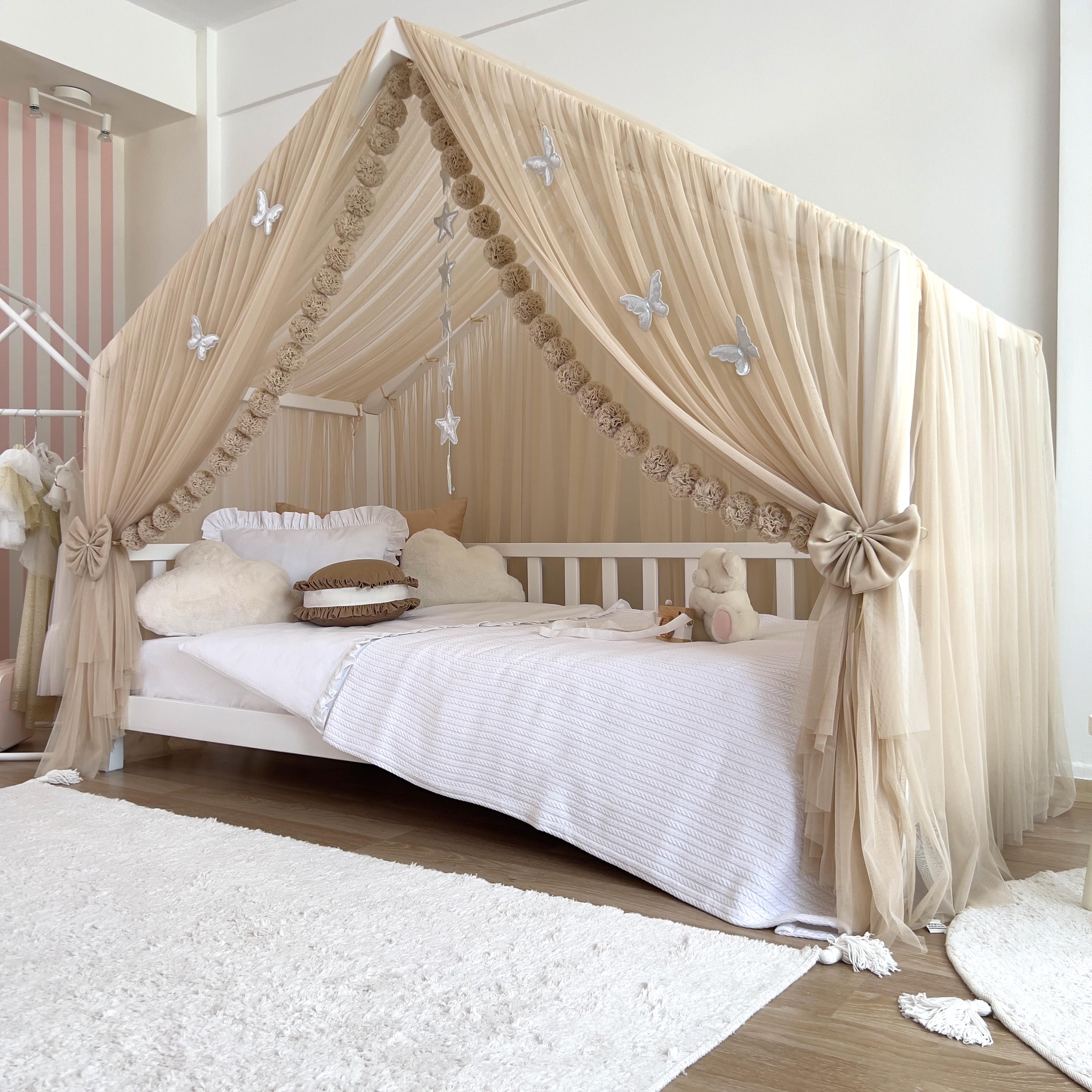 Tenda Baldacchino Zanzariera Da Principessa Per Letto Matrimoniale Rosa Misura M