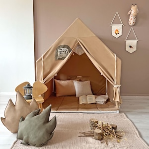 Play tent for kids, Cotton Playhouse Tent, playhouse indoor, kids tent canvas,  birthday gift for boys, Reading nook, kids forts, play tent
