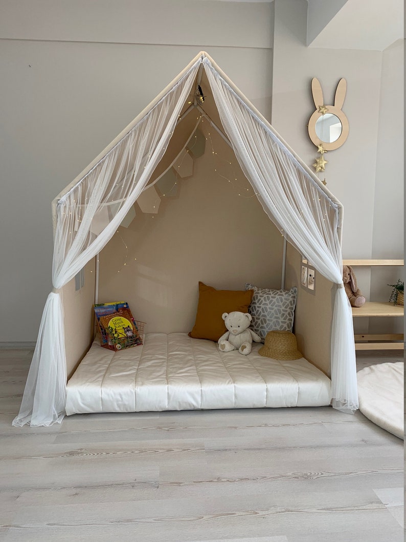 Naturel Canvas Playhouse Montessori House Bed Boho Canvas Etsy Australia