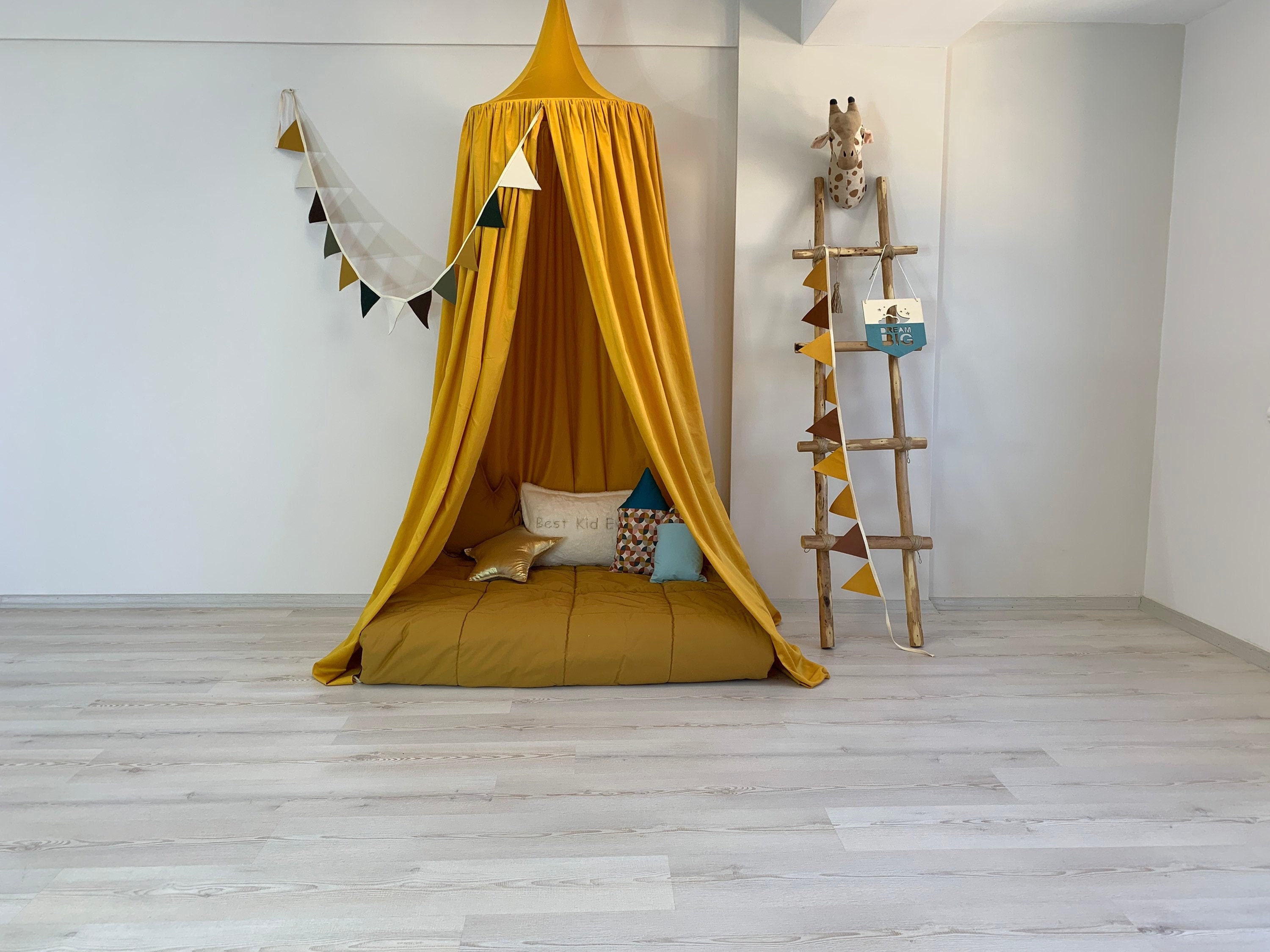 Mustard Cotton Canopy Yellow Nursery Baldachin Mustard Bed Etsy