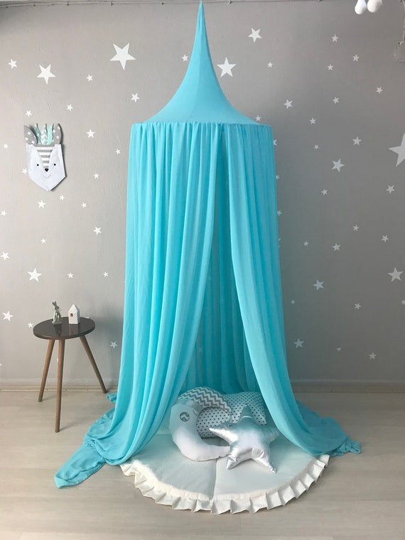 Turquoise Canopy Chiffion Baldachin Kids Ceiling Hanging Tent Canopy For Nursery Kids Reading Nook Tent Bed Canopy Crib Canopy