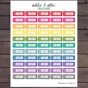 May include: A sheet of colorful printable stickers with the text "WORK" and a blank space for writing. The stickers are in a rainbow color scheme, starting with red and ending with gray.