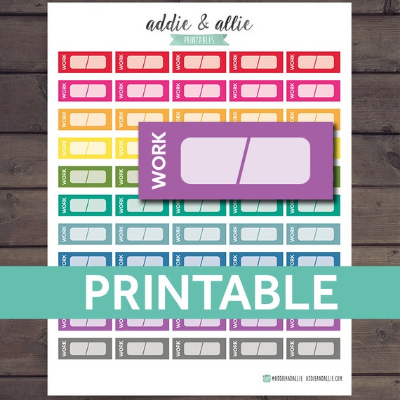 Work Stickers, Shift Work Stickers, Printable Work Planner Stickers