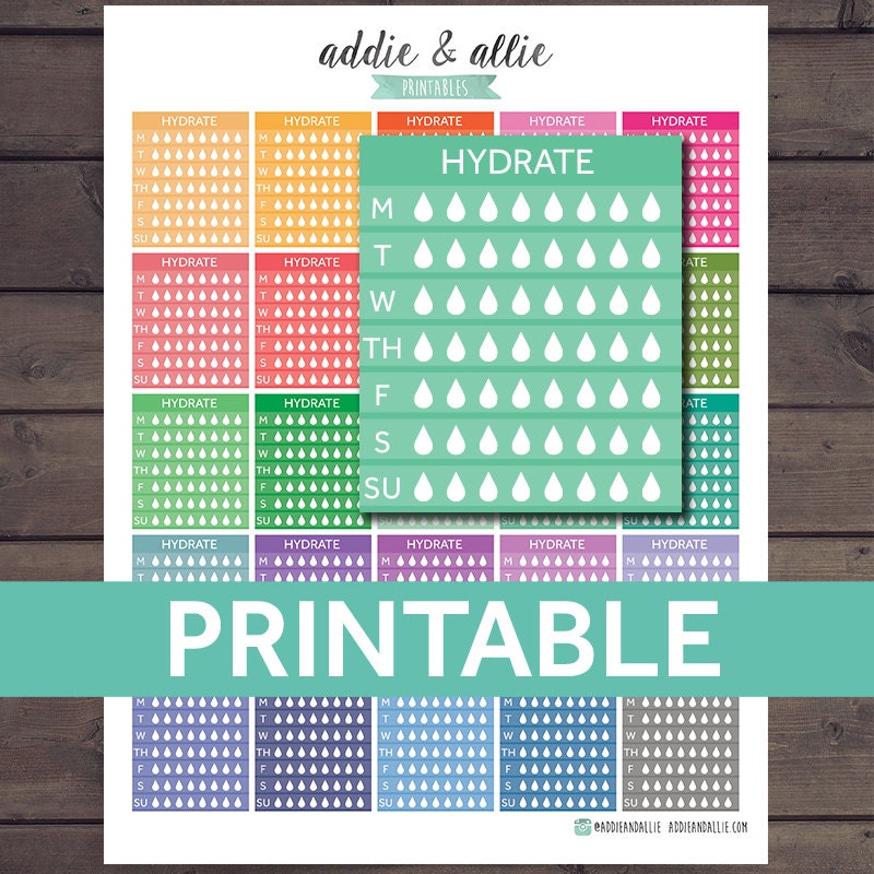 Hydrate Stickers, Weekly Hydrate Stickers, Hydrate Planner Stickers, Printable Agenda Stickers ...