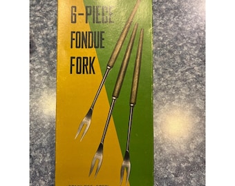 Tenedores para fondue VTG Fred Roberts San Francisco Madera Acero inoxidable 6 piezas