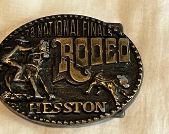 VINTAGE 1978 Hesston National Finals Rodeo Belt Buckle—4th edition collectors
