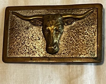 Vintage Longhorn Gürtelschnalle aus Metall-ohne Gürtel