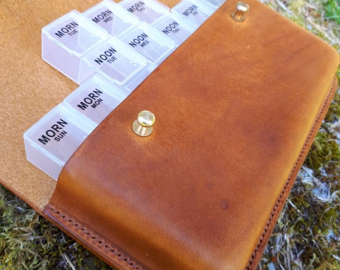 The Jura 7 Day Pill Organiser, Handmade Leather Pill Case, Travel Pill