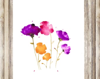 Hand Painted Watercolor Wildflower Print for gallery wall, desk decor, office art, bookshelf styling and more