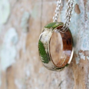 REAL FERN resin ring  Birch bark ring Mens wood ring Wood resin ring Nature resin ring Boho jewelry Eco Friendly Forest jewelry Mens gift