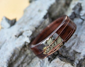 Wenge Mens Forest ring Wood moss ring Brown Wood Resin ring Men's wooden ring Men's wood band Brown band Eco-Friendly Rings