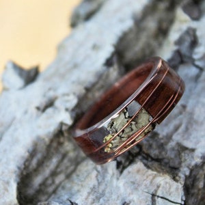 Mens Forest ring Wood moss ring Brown Wood Resin ring Men's wooden ring Men's wood band Brown band Eco-Friendly Rings