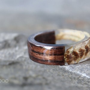 Wood fern ring Brown celtic wood ring Wood resin ring with fern Forest ring Wooden anniversary gift Men bentwood ring Nature men ring