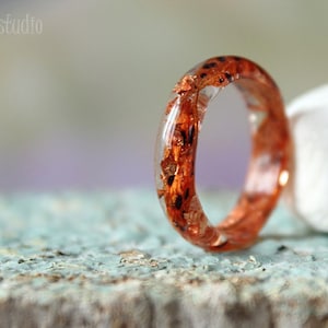 Orange tiger lily ring Eco resin ring Delicate ring Nature rings Dried tiger lily petals Valentines gift Epoxy flower jewelry Botanical ring