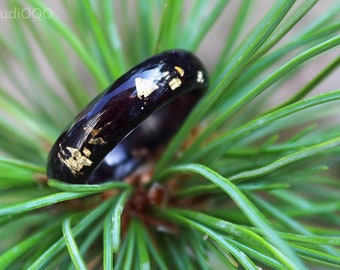 Black resin ring Black tulip Sterling silver ring Gothic ring Dark purple women ring Minimalist ring Unique modern jewelry Bridesmaid gift