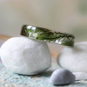 Men's ring  Real Moss resin ring Nature rings Botanical rings  Eco resin ring  Nature resin green moss ring Men's jewelry Unisex ring