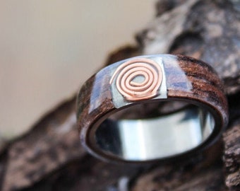 TITANIUM Wenge WOOD RING Mens minimalist ring Mens Wedding ring Resin ring Silver ring Titanium wedding band Personalized gifts for men