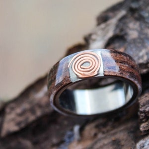 TITANIUM WOOD RING Mens minimalist ring Mens Wedding ring Resin wooden ring Silver ring Titanium wedding band Personalized gifts for men