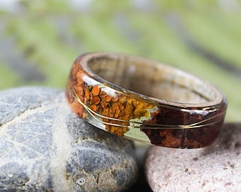 Mens Forest ring Birch bark resin ring