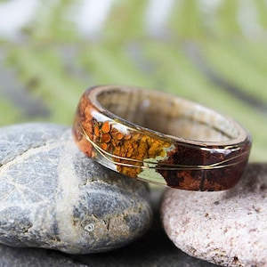 Mens Forest ring Birch bark resin ring