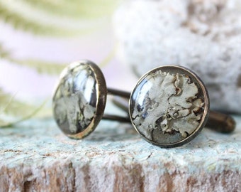 Cufflinks men's Moss lichen resin cufflinks for men Men's jewelry Bronze anniversary Gift for Husband Brother giftForest jewellery