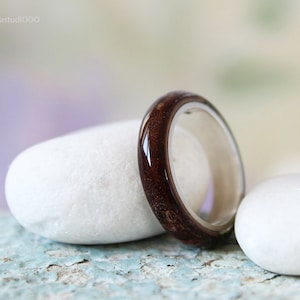 Wood ring Birch bark ring Stainless steel ring Copper ring Silver ring Mens / womens resin ring Brown nature ring Rustic ring Forest Jewelry