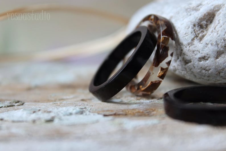 Mens Ring Mens Resin Band Set Mens Rustic Bands Resin Ring Set Etsy