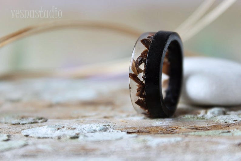 Mens Ring Mens Resin Band Set Mens Rustic Bands Resin Ring Set Etsy