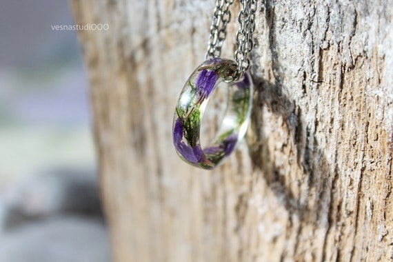 Purple Resin Ring Nature Resin Rings Moss Rings Modern Flower