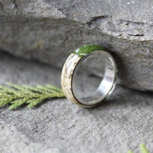 REAL FERN resin ring Birch bark ring Wood resin ring Nature resin ring Delicate ring Green ring Rustic ring Eco Friendly Forest Jewelry image 6