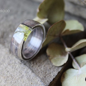 Wood resin ring Peridot Mens women ring August Birthstone ring Engagement wood ring Fashion ring Nature resin ring Delicate ring Green ring image 5