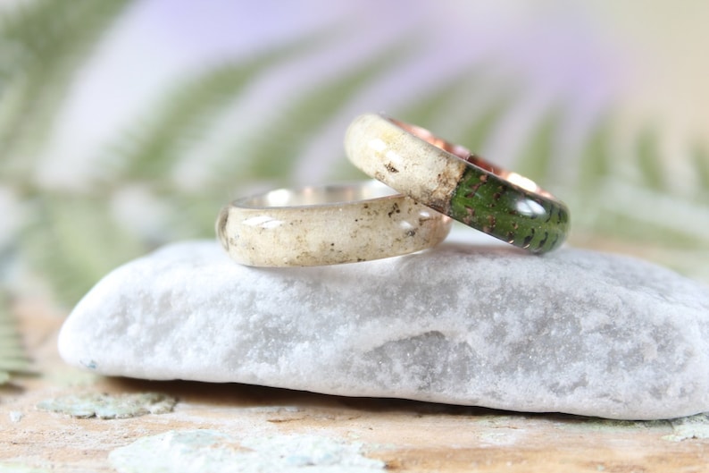 REAL FERN resin ring Birch bark ring Wood resin ring Nature resin ring Delicate ring Green ring Rustic ring Eco Friendly Forest Jewelry image 2