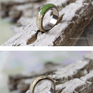 REAL FERN resin ring Birch bark ring Wood resin ring Nature resin ring Delicate ring Green ring Rustic ring Eco Friendly Forest Jewelry image 7