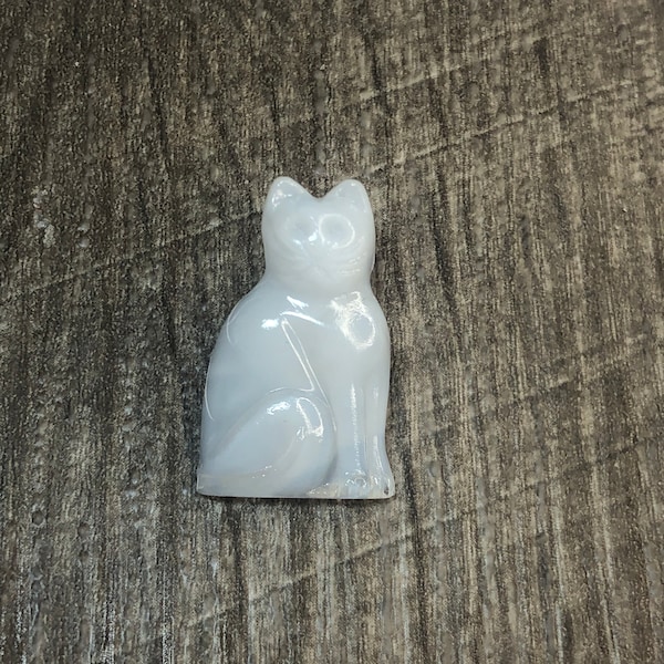 Czech Glass Statement Button, White Cat, glass shank, 23mm