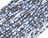 Light Blue and Gray Matte 4mm Fire Polish 50 beads, Free Shipping