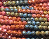 6mm Travertine Fire Polish Mix, 8 Colors, 24 Beads