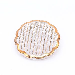 Vintage Czech Glass Button, Crystal/Gold, Glass Shank, 26mm