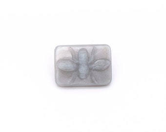 Gray Moonglow Fly Button, 18mm Vintage Czech Glass Button