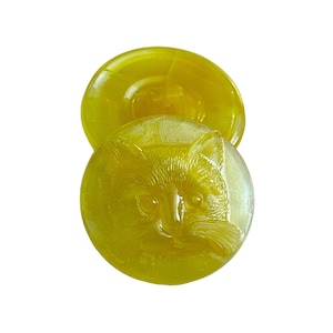 Glass Statement Button, Yellow Moonglow Cat, glass shank, 22mm