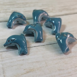 Ceramic Dolphin Beads 16mm 6 Beads