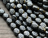 Hematite Shamrock Czech Glass 10mm, Clover Bead, 20 beads