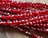 4mm Fire Polish Red Siam Luster 50 Beads