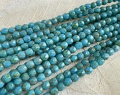 3mm Czech Glass Fire Polish Blue Turquoise Travertine