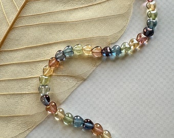 Transparent Rainbow 5 Color Luster Heart Beads 45 Beads 6mm Bead