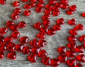 Tiny Light Red Transparent Heart Czech Glass Bead 6mm 50/100 Beads