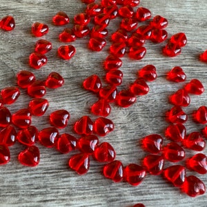 Tiny Light Red Transparent Heart Czech Glass Bead 6mm 50/100 Beads