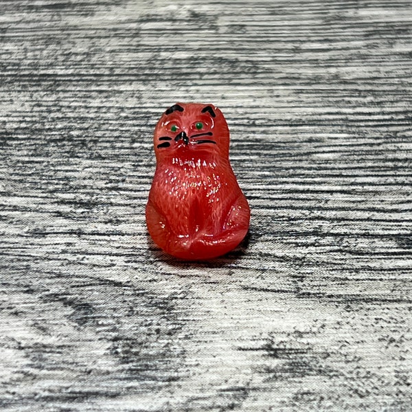 Red Cat Czech Glass Button 17mm