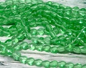 Peridot Green Transparent Heart Czech Glass Bead 6mm 25 Beads